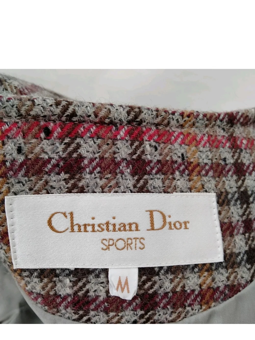 Christian Dior Sports Plaid Double-Breasted Blazer in Red and Black Sz M